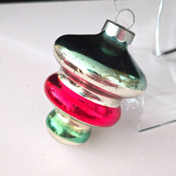 Vintage Shiny Brite USA Glass Christmas Ornaments Ribbed Bulb Shape Red & Green - Picture 7 of 10